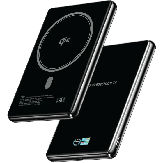 پاوربانک 10000 میلی‌آمپرساعت Powerology Skye با شارژ بی‌سیم و نمایشگر دیجیتال