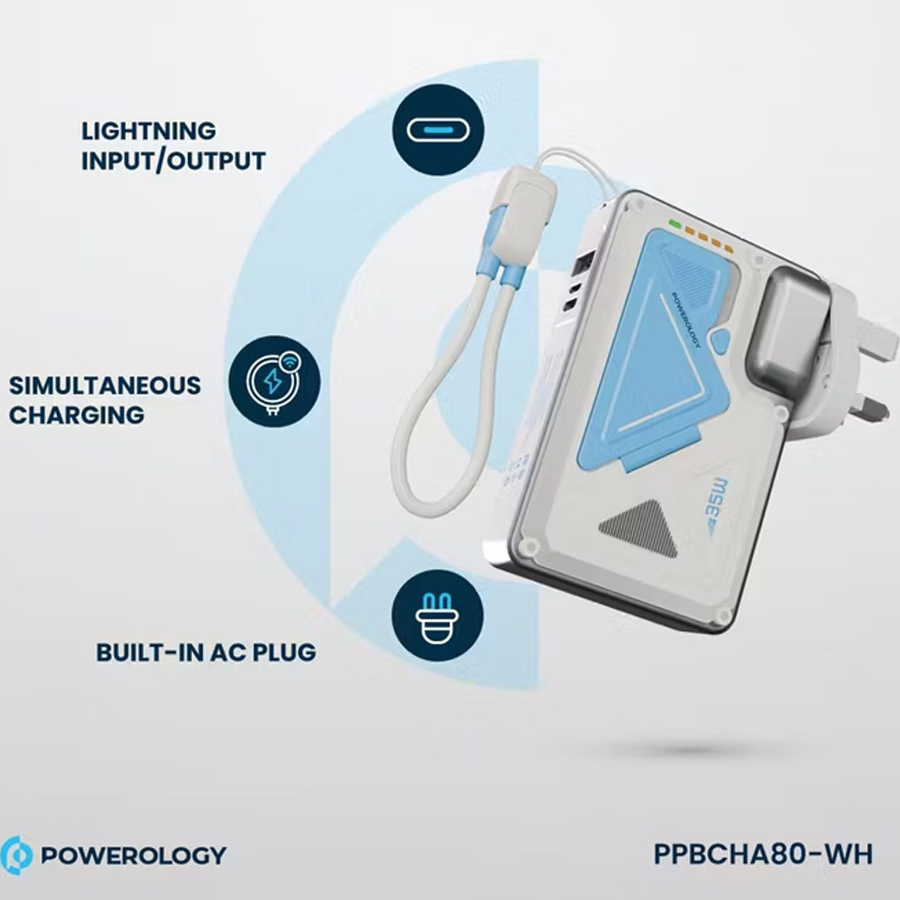 پاوربانک و شارژر دیواری Powerology مدل PPBCHA80 10000mAh - Image 4